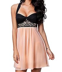 Chiffon  Sweetheart Skater Dress  With Rhinestones