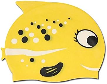 Childen Silicon Swim Swimming Hats Caps In Various Designs New (Yellow)