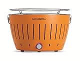 LotusGrill (Mandarinenorange) der rauchfreie Holzkohlegrill/Tischgrill in verschiedenen fröhlichen Farben. Neueste Technik mit Turboboostsystem (25 % mehr Leistung) + inkl. Magic Cover Ø 24 cm!