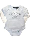 Long Sleeve Striped Onezie with Contrast Sleeves by Calvin Klein