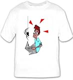  : T-shirt with man, spider, body, reading, individuals, individual, humans, person, human, persons, surprise, people, newspaper