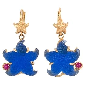 Tagliamonte - 14k Yellow Gold Sky Blue Starfish and Pink Tourmaline Earrings by Amazon.com Collection