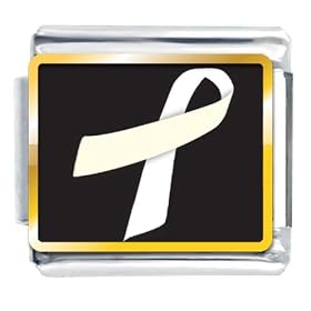 White Ribbon Awareness Italian Charms Bracelet Link