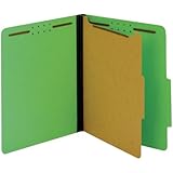 Globe-Weis Pressboard Classification Folder, Letter Size, 1 Divider, 4 Fasteners, 2/5 Cut Tabs, Green, 10 Folders Per Box (23775GRN)