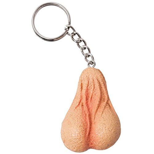 Realistic Testicle Shaped Keychain Keyring Funny Novelty Hen Stag