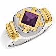 Sterling Silver and 14K Yellow Gold Amethyst Ring