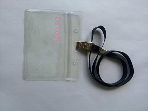 50 pcs black Lanyard , bulldog clip, 3/8 inchs wide+50 Pcs Clear Plastic Horizontal Name Tag Badge ID Card