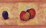 Burnt Orange Fruit on Squares Wallpaper Border
