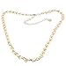 Lady Gold Tone Metallic Heart Dangle Curbchain Ivory Faux Pearl Decor Waist Chain New