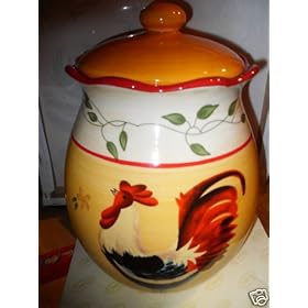 Colorful Ceramic Rooster Cookie Jar by Young's