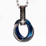 Designer Inspired three Black ring Italian Style Stainless Steel Adult Silver Pendant for Uni-sex Ball Chain for Men Gift Boxed J2039