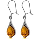 Certified Genuine Honey Amber and Sterling Silver Small Drop Earrings
