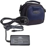 HQRP Accessory KIT for Sony HandyCam DCR-HC21 / DCR-HC22E / DCR-HC23E / DCR-HC24E / DCR-HC26 / DCR-HC28 Camcorder Includes Deluxe Nylon (Black) Case and Replacement AC Power Adapter