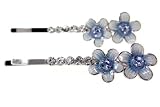 Blue Double Flower Hair Clip Barrette