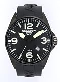 Torgoen Swiss Men's T10301 Black Ion-Plated 3-Hand Analog Rubber Strap Watch