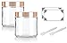 Large Clear Thick Glass Straight Sided Jar with Gold Metal Overshell Lid - 16 oz / 480 ml (2 Pack) + Spatulas and Labels