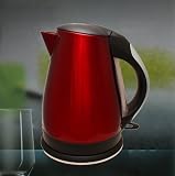 Ovente KS94R 1.8L Cord-Free Red Brushed Stainless Steel Electric Kettle