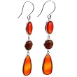 Handmade Orange Carnelian & Brown Quartz Beaded Earrings With Sterling Silver