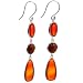 Handmade Orange Carnelian & Brown Quartz Beaded Earrings With Sterling Silver