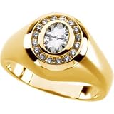 High Fashion! Men's 14k Yellow-gold 07.00x05.00MM = 1 CT Moissanite 1/4 CTTW Diamonds Ring