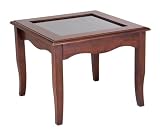 FTS - Classic End Table with Glass Lift Top with Storage Antique Walnut Finish 136-190-37