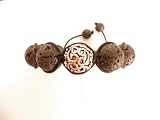 Very Unique Shamballa Bracelet with 925 Sterling Silver Piece and 14mm Lava Stones