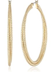 Kensie "Holy Holly" Gold-Plated Double Diamond Cut Hoop Earrings