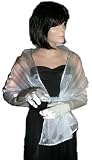 Sheer Silver Crystal Organza Evening Wrap Shawl for Prom Wedding Bride