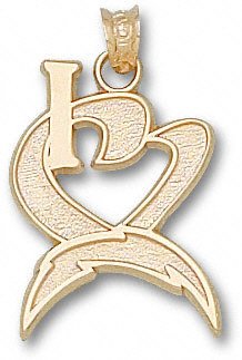 San Diego Chargers 10K Gold ''I Heart'' Bolt 3/4'' Pendant