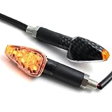Side Visible Carbon Look Motorcycle Cruiser Chopper Sport Dirt Bike MX Motorcross Arrow Shape Amber LED Turn Signal Indicator Light For Harley Davidson Suzuki Honda Kawasaki Yamaha