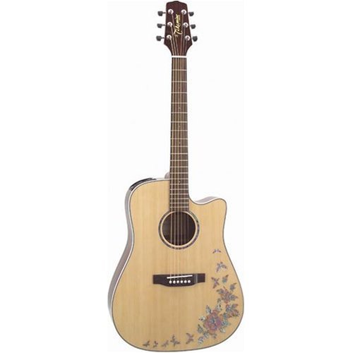 Childrens Toyshop  Musical Instruments : Takamine EG530SCBF Dreadnought Cutaway Solid Top Acoustic-Electric Guitar - Butterfly Motif