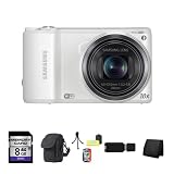 Samsung WB250F Smart Digital Camera 14.2 MP 18x Optical Zoom Wi-Fi, White + 8GB SDHC Class 10 Memory + Carrying Case + Mini Tripod Kit + USB SDHC Reader + Memory Wallet