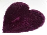 from Bedding Online Purple Faux Fur Sheepskin Modern Style Rug Non Slip Heart Shape Machine Washable 75cm X 75cm