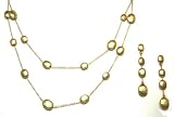 Just Give Me Jewels Goldtone Brushed Satin Beaded Station Necklace and Earrings Set