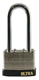Ultra Hardware 56100 1-1/2-Inch Laminated Steel Padlock with 2 1/2-Inch Long Steel Shackle, Keyed Differently, Chrome