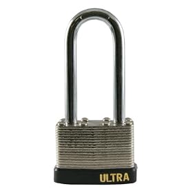 Ultra Hardware 56100 1-1/2-Inch Laminated Steel Padlock with 2 1/2-Inch Long Steel Shackle, Keyed Differently, Chrome