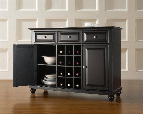 Crosley Furniture Cambridge Buffet Server/Sideboard Cabinet with Wine Storage, Black