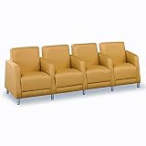 Four Seat Sofa with Center Arms Recycled Standard Fabric Black Open House Fabric/Steel Legs