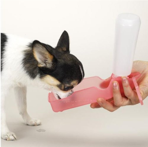 Dog Water Bottle - Portable - Carrying Strap and Belt Clip Included - Handi Drink Pink Mini