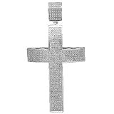 10K White Gold Mens Diamond Cross Pendant 1.80 Ctw