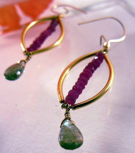 Gold Vermeil Ruby & Labradorite Earring