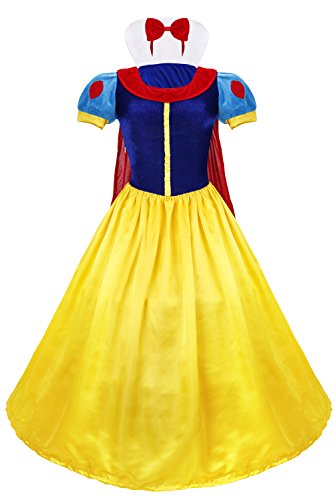 TIAOBU Adult Women Princess Costume Dress Hair Hoop Halloween Cosplay (X-Large, Yellow, Blue)