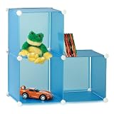 Honey-Can-Do SFT-01466 3-Cube 14-Inch Storage Unit, Sturdy Storage Solution, Blue