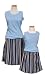 Mother Daughter Matching Blue Stripe Skirt