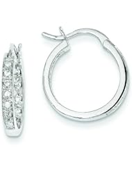 14K 1.00ct Diamond Inside Outside Oval Hoop Earrings