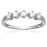 10k White or Yellow Gold 5-Stone Shared Prong Diamond Ring (1/4 cttw, J-K Color, I2-I3 Clarity)