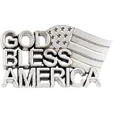 CleverEve's Sterling Silver 11.50X20.50 mm God Bless America Lapel Pin