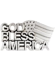 11.50X20.50 Mm Sterling Silver God Bless America Lapel Pin