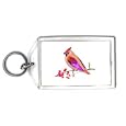 Keychain with cock, bohemian, waxwing-cock, eating, bird, berries