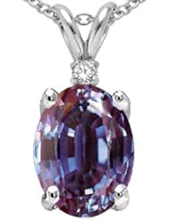 Tommaso Design (tm) Oval 9x7 mm Simulated Alexandrite And Genuine Diamond Pendant